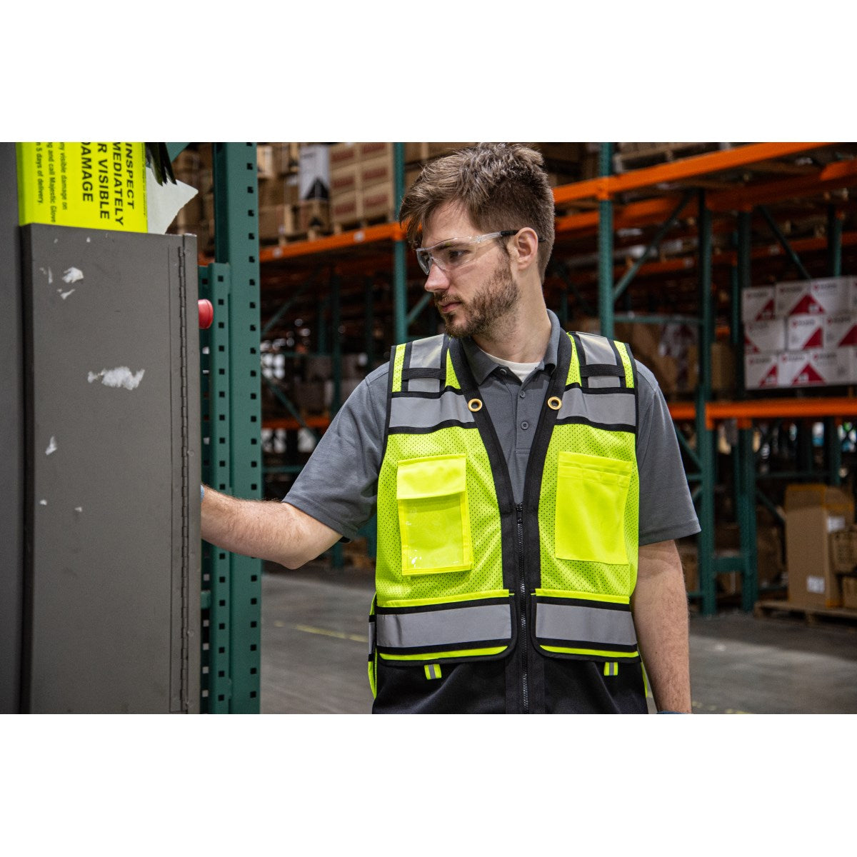 75-3247 Majestic Zipper Front High Vis HD Black Bottom Mesh Vest, ANSI 2, L — 1 Each or 50 Each — FREE SHIPPING*
