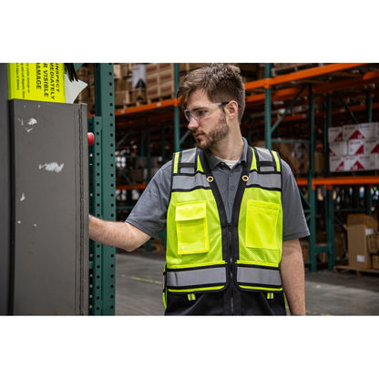 75-3247 Majestic Zipper Front High Vis HD Black Bottom Mesh Vest, ANSI 2, L — 1 Each or 50 Each — FREE SHIPPING*