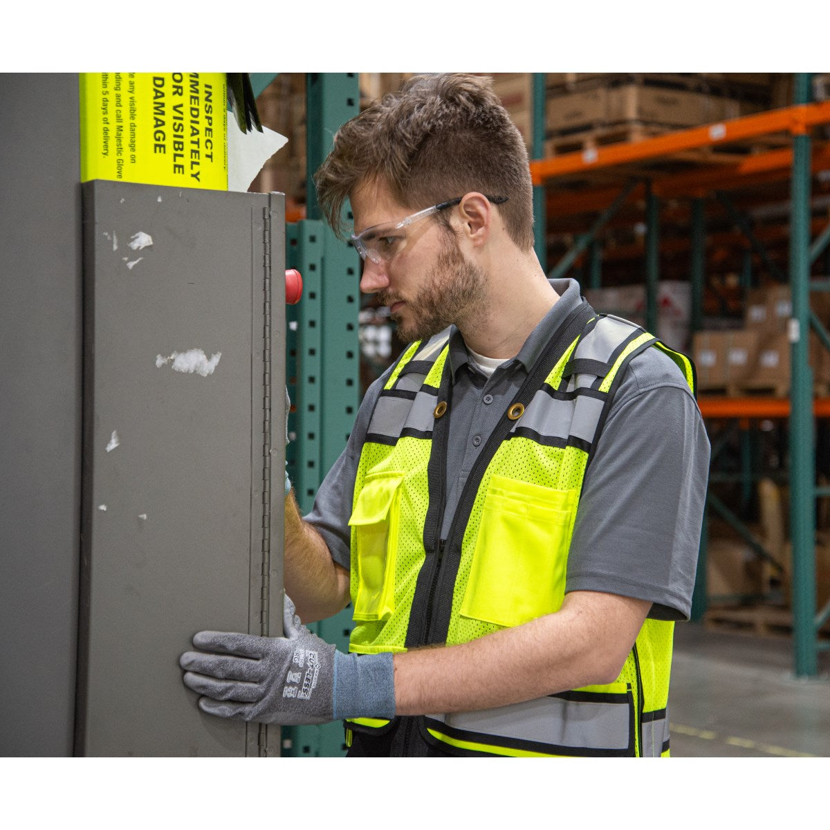 75-3247 Majestic Zipper Front High Vis HD Black Bottom Mesh Vest, ANSI 2, L — 1 Each or 50 Each — FREE SHIPPING*