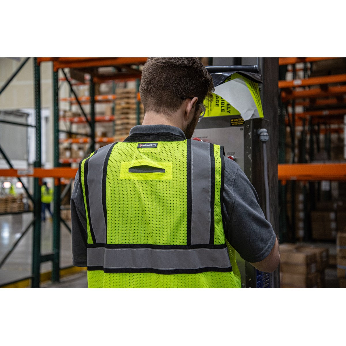 75-3247 Majestic Zipper Front High Vis HD Black Bottom Mesh Vest, ANSI 2, L — 1 Each or 50 Each — FREE SHIPPING*