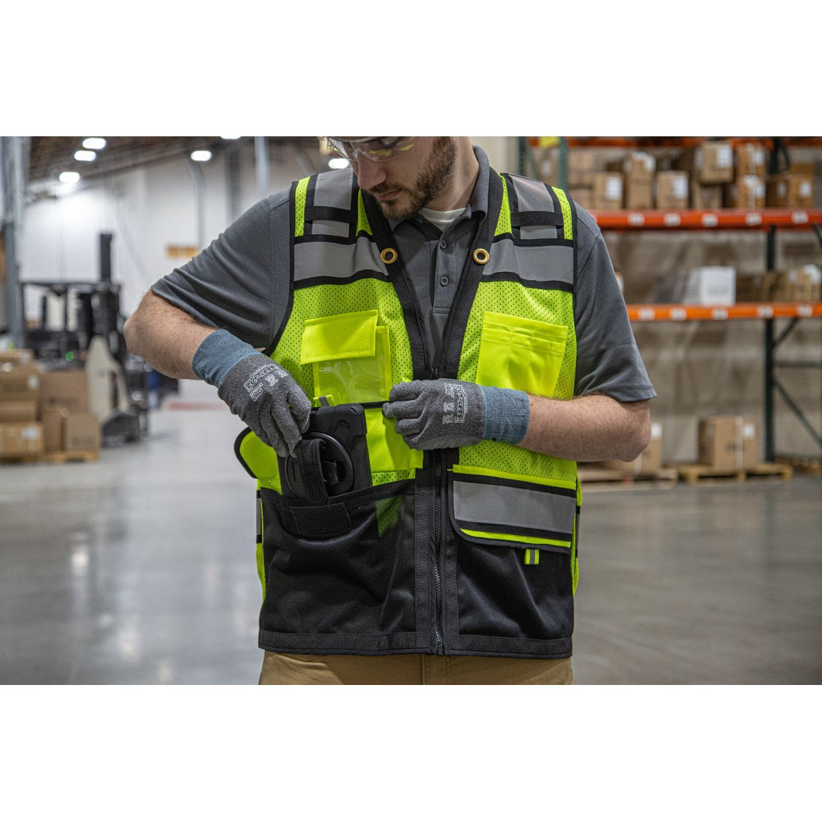 75-3247 Majestic Zipper Front High Vis HD Black Bottom Mesh Vest, ANSI 2, L — 1 Each or 50 Each — FREE SHIPPING*