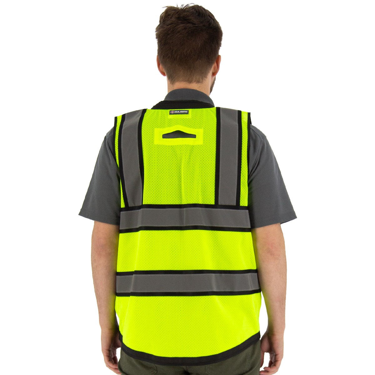 75-3247 Majestic Zipper Front High Vis HD Black Bottom Mesh Vest, ANSI 2, L — 1 Each or 50 Each — FREE SHIPPING*