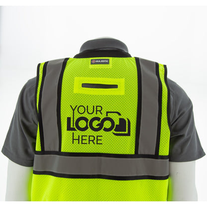 75-3247 Majestic Zipper Front High Vis HD Black Bottom Mesh Vest, ANSI 2, L — 1 Each or 50 Each — FREE SHIPPING*