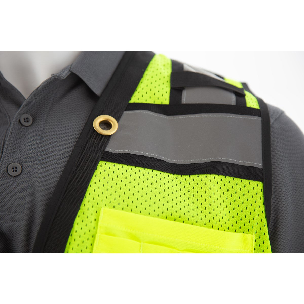 75-3247 Majestic Zipper Front High Vis HD Black Bottom Mesh Vest, ANSI 2, L — 1 Each or 50 Each — FREE SHIPPING*