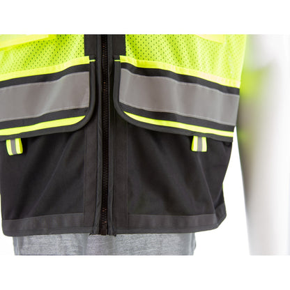 75-3247 Majestic Zipper Front High Vis HD Black Bottom Mesh Vest, ANSI 2, L — 1 Each or 50 Each — FREE SHIPPING*