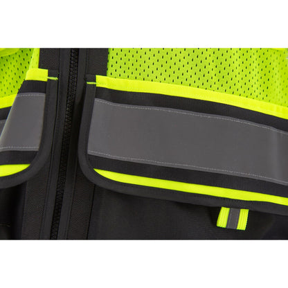 75-3247 Majestic Zipper Front High Vis HD Black Bottom Mesh Vest, ANSI 2, L — 1 Each or 50 Each — FREE SHIPPING*