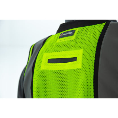 75-3247 Majestic Zipper Front High Vis HD Black Bottom Mesh Vest, ANSI 2, L — 1 Each or 50 Each — FREE SHIPPING*