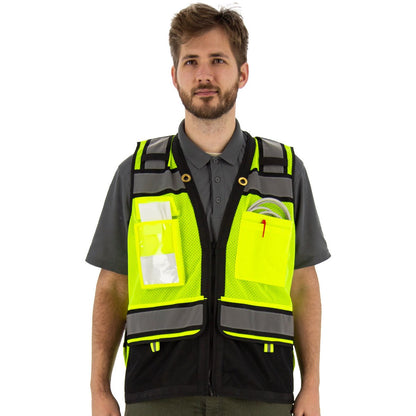 75-3247 Majestic Zipper Front High Vis HD Black Bottom Mesh Vest, ANSI 2, L — 1 Each or 50 Each — FREE SHIPPING*