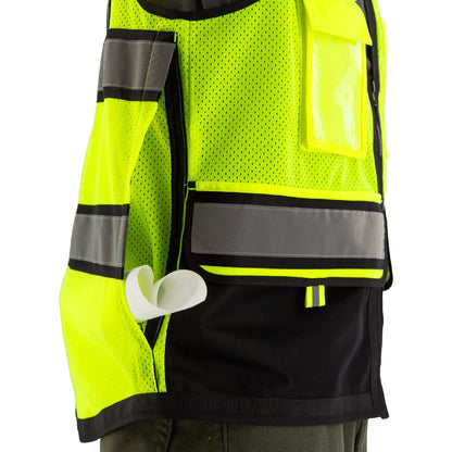 75-3247 Majestic Zipper Front High Vis HD Black Bottom Mesh Vest, ANSI 2, L — 1 Each or 50 Each — FREE SHIPPING*