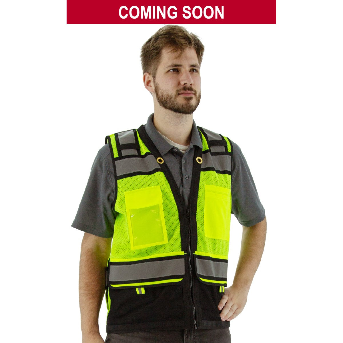 75-3247 Majestic Zipper Front High Vis HD Black Bottom Mesh Vest, ANSI 2, L — 1 Each or 50 Each — FREE SHIPPING*