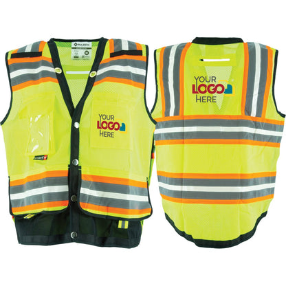 75-3257 Majestic Hi-Viz Glow Vest with Black Bottom, D-Ring Pass-Thru, Yellow, ANSI 2 — 1 Each or 50 Each — FREE SHIPPING*