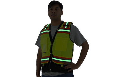 75-3257 Majestic Hi-Viz Glow Vest with Black Bottom, D-Ring Pass-Thru, Yellow, ANSI 2 — 1 Each or 50 Each — FREE SHIPPING*