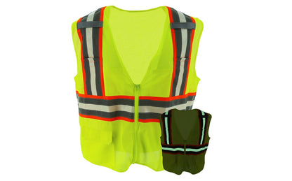 75-3259 Majestic Hi-Viz Mesh Glow Vest, Zipper Closure, Yellow, ANSI 2 — 1 Each or 50 Each — FREE SHIPPING*