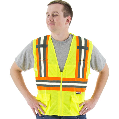 75-3259 Majestic Hi-Viz Mesh Glow Vest, Zipper Closure, Yellow, ANSI 2 — 1 Each or 50 Each — FREE SHIPPING*