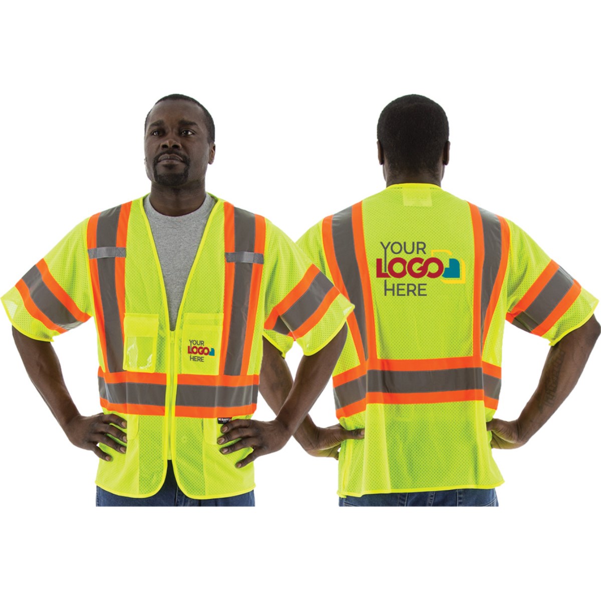75-3301 Majestic Hi-Viz Mesh Vest with DOT Striping, ANSI 3 — 1 Each or 50 Each — FREE SHIPPING*