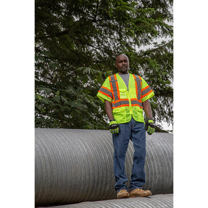 75-3302 Majestic Hi-Viz Mesh Vest with DOT Striping, ANSI 3 — 1 Each or 50 Each — FREE SHIPPING*