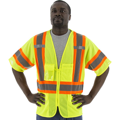 75-3302 Majestic Hi-Viz Mesh Vest with DOT Striping, ANSI 3 — 1 Each or 50 Each — FREE SHIPPING*