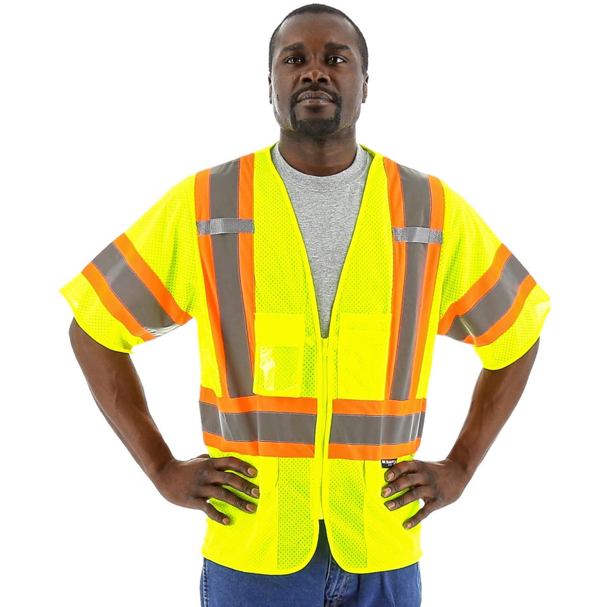 75-3302 Majestic Hi-Viz Mesh Vest with DOT Striping, ANSI 3 — 1 Each or 50 Each — FREE SHIPPING*