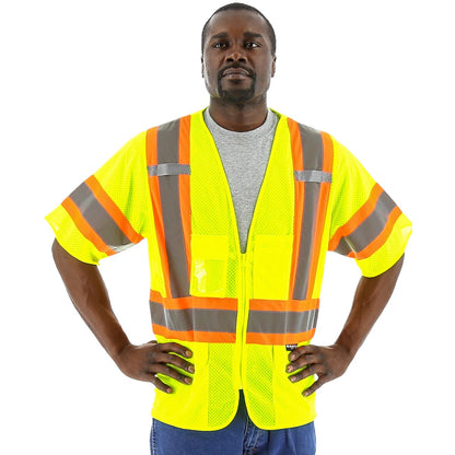 75-3302 Majestic Hi-Viz Mesh Vest with DOT Striping, ANSI 3 — 1 Each or 50 Each — FREE SHIPPING*