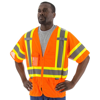 75-3302 Majestic Hi-Viz Mesh Vest with DOT Striping, ANSI 3 — 1 Each or 50 Each — FREE SHIPPING*
