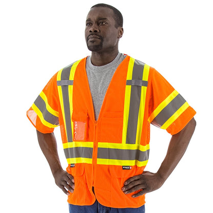 75-3302 Majestic Hi-Viz Mesh Vest with DOT Striping, ANSI 3 — 1 Each or 50 Each — FREE SHIPPING*
