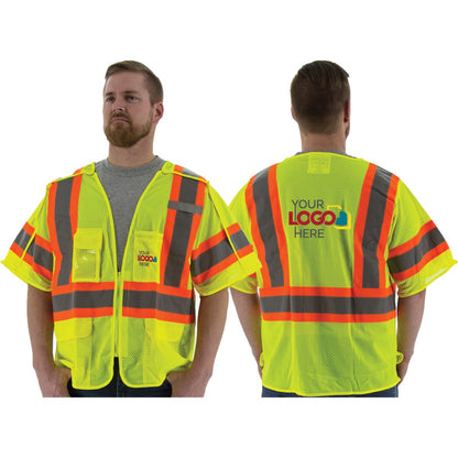 75-3305 Majestic Hi-Viz Mesh Breakaway Vest w DOT Striping, ANSI 3 — 1 Each or 50 Each — FREE SHIPPING*
