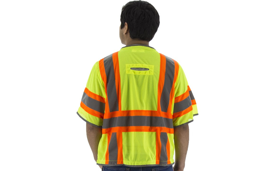 75-3325 Majestic Hi-Viz Vest w DOT Striping and D-Ring Pass, ANSI 3 — 1 Each or 50 Each — FREE SHIPPING*