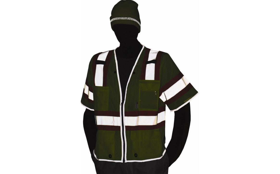 75-3325 Majestic Hi-Viz Vest w DOT Striping and D-Ring Pass, ANSI 3 — 1 Each or 50 Each — FREE SHIPPING*