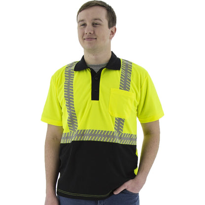 75-5213 Majestic Hi-Viz Polo with Reflective Chainsaw Striping, ANSI 2 — 1 Each or 25 Each — FREE SHIPPING*