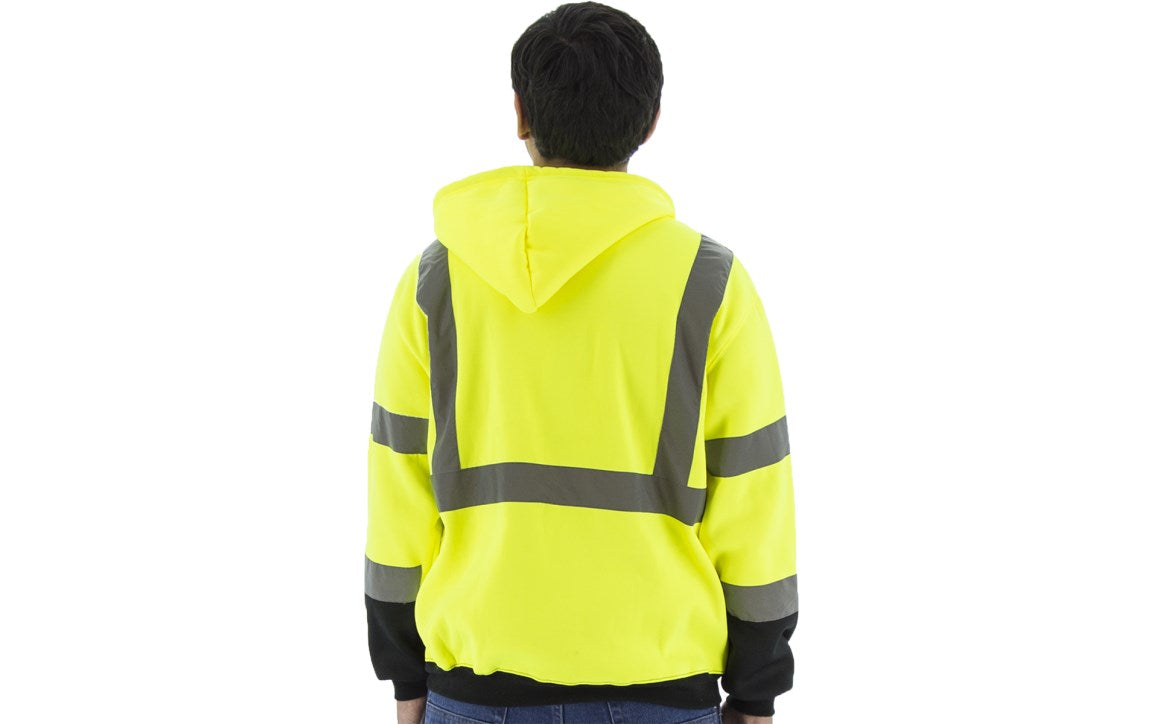 75-5325 Majestic Hi-Viz Hooded Sweatshirt with Zipper Closure, ANSI 3 — 1 Each or 10 Each — FREE SHIPPING*
