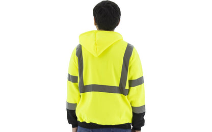 75-5326 Majestic Hi-Viz Hooded Sweatshirt with Zipper Closure, ANSI 3 — 1 Each or 10 Each — FREE SHIPPING*