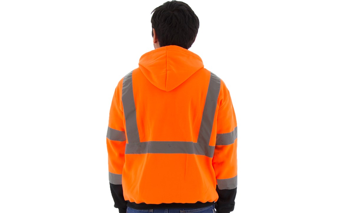 75-5326 Majestic Hi-Viz Hooded Sweatshirt with Zipper Closure, ANSI 3 — 1 Each or 10 Each — FREE SHIPPING*