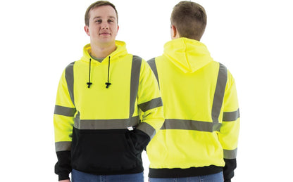 75-5327 Majestic Hi-Viz Hooded Pullover Sweatshirt, ANSI 3 — 1 Each or 10 Each — FREE SHIPPING*