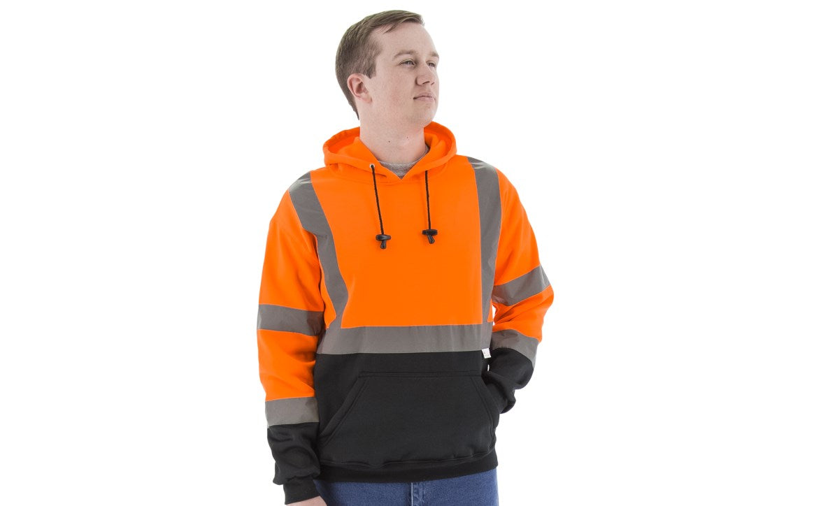 75-5327 Majestic Hi-Viz Hooded Pullover Sweatshirt, ANSI 3 — 1 Each or 10 Each — FREE SHIPPING*