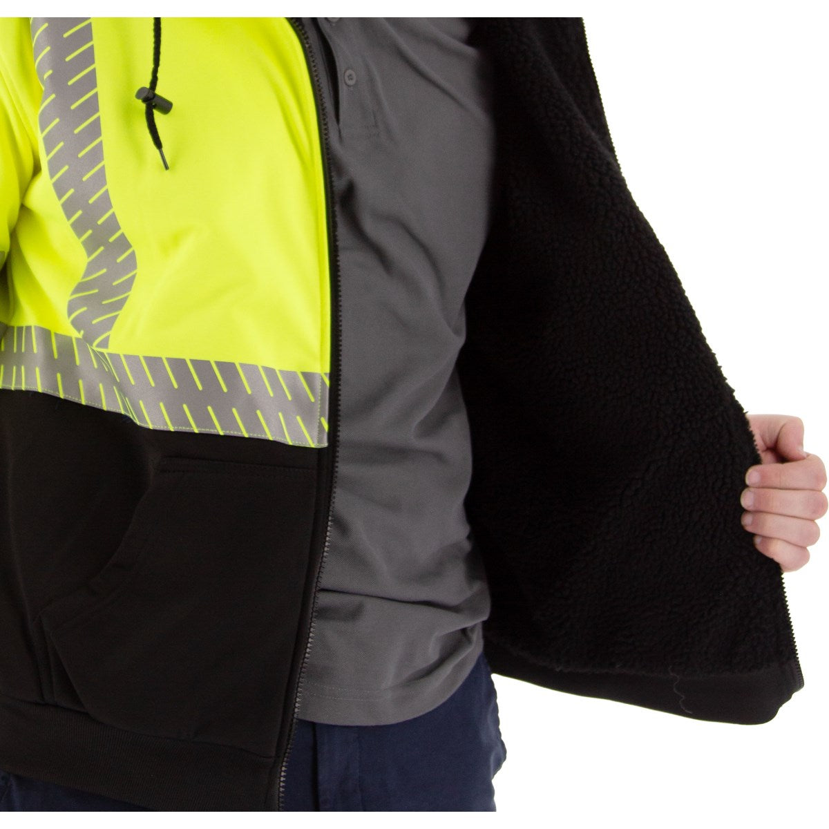 75-5337 Majestic Hi-Viz Yellow, High Pile Fleece Jacket, ANSI 3, R — 1 Each or 10 Each — FREE SHIPPING*