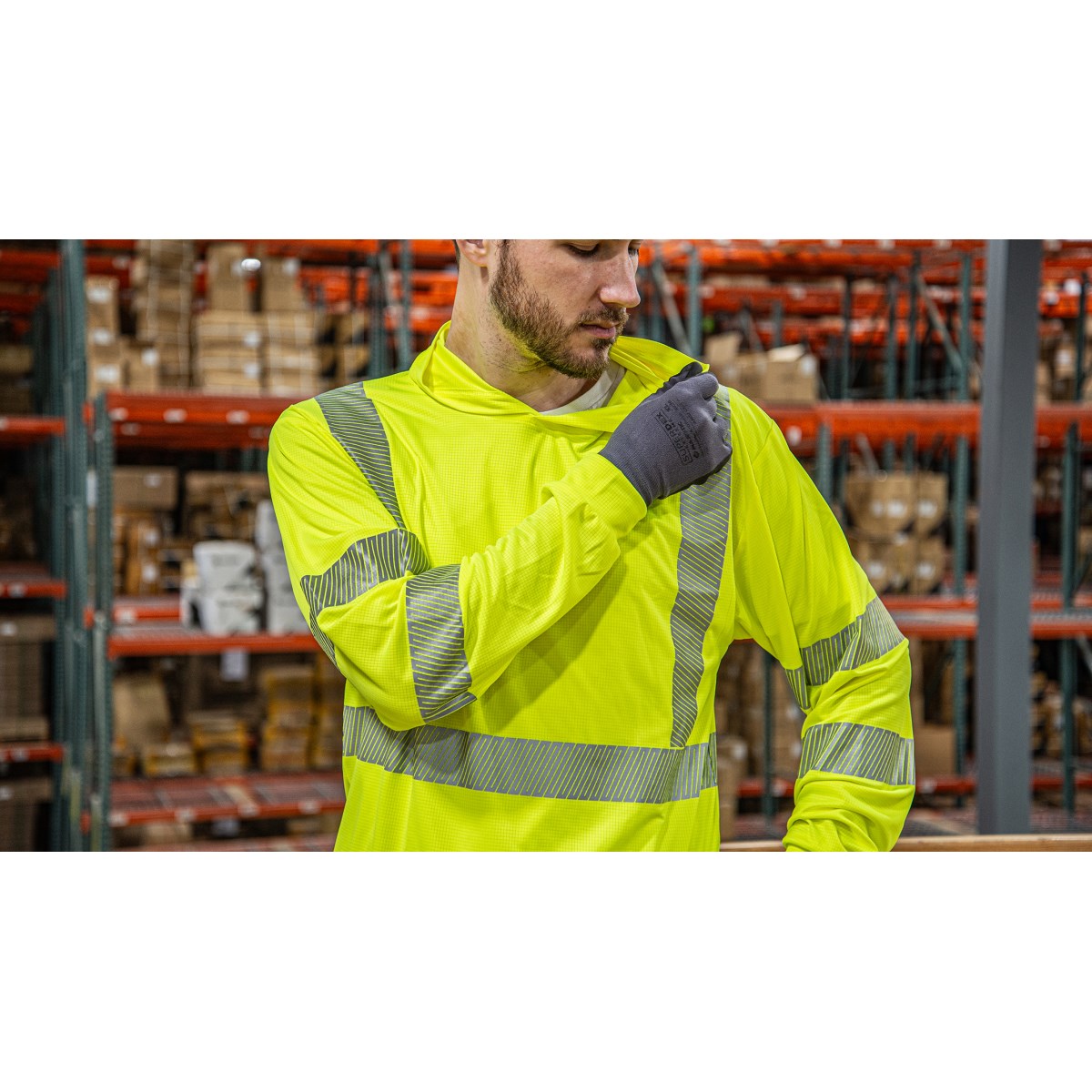 75-5359 Majestic Hi-Viz Yellow Hooded Long Sleeve Shirt, ANSI 3, R — 1 Each or 25 Each — FREE SHIPPING*