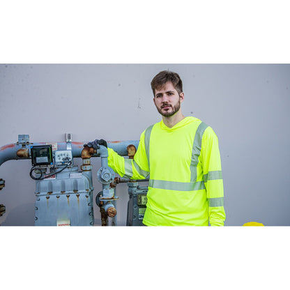 75-5359 Majestic Hi-Viz Yellow Hooded Long Sleeve Shirt, ANSI 3, R — 1 Each or 25 Each — FREE SHIPPING*
