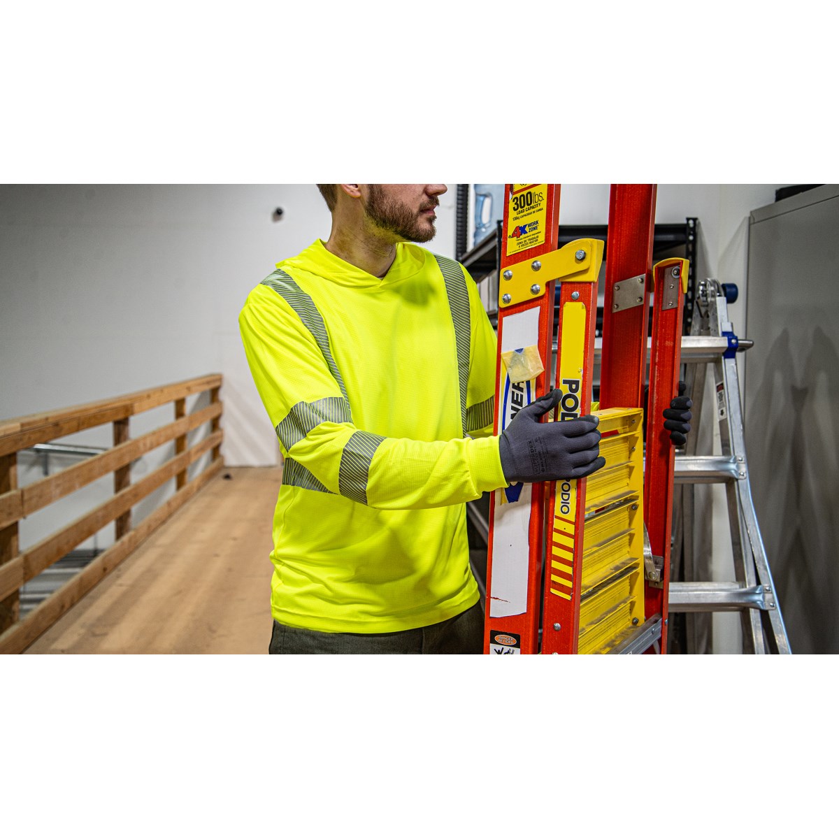 75-5359 Majestic Hi-Viz Yellow Hooded Long Sleeve Shirt, ANSI 3, R — 1 Each or 25 Each — FREE SHIPPING*