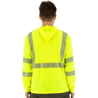 75-5359 Majestic Hi-Viz Yellow Hooded Long Sleeve Shirt, ANSI 3, R — 1 Each or 25 Each — FREE SHIPPING*