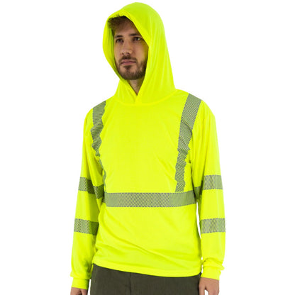 75-5359 Majestic Hi-Viz Yellow Hooded Long Sleeve Shirt, ANSI 3, R — 1 Each or 25 Each — FREE SHIPPING*