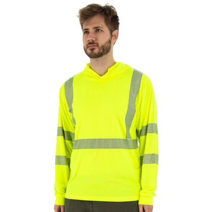 75-5359 Majestic Hi-Viz Yellow Hooded Long Sleeve Shirt, ANSI 3, R — 1 Each or 25 Each — FREE SHIPPING*