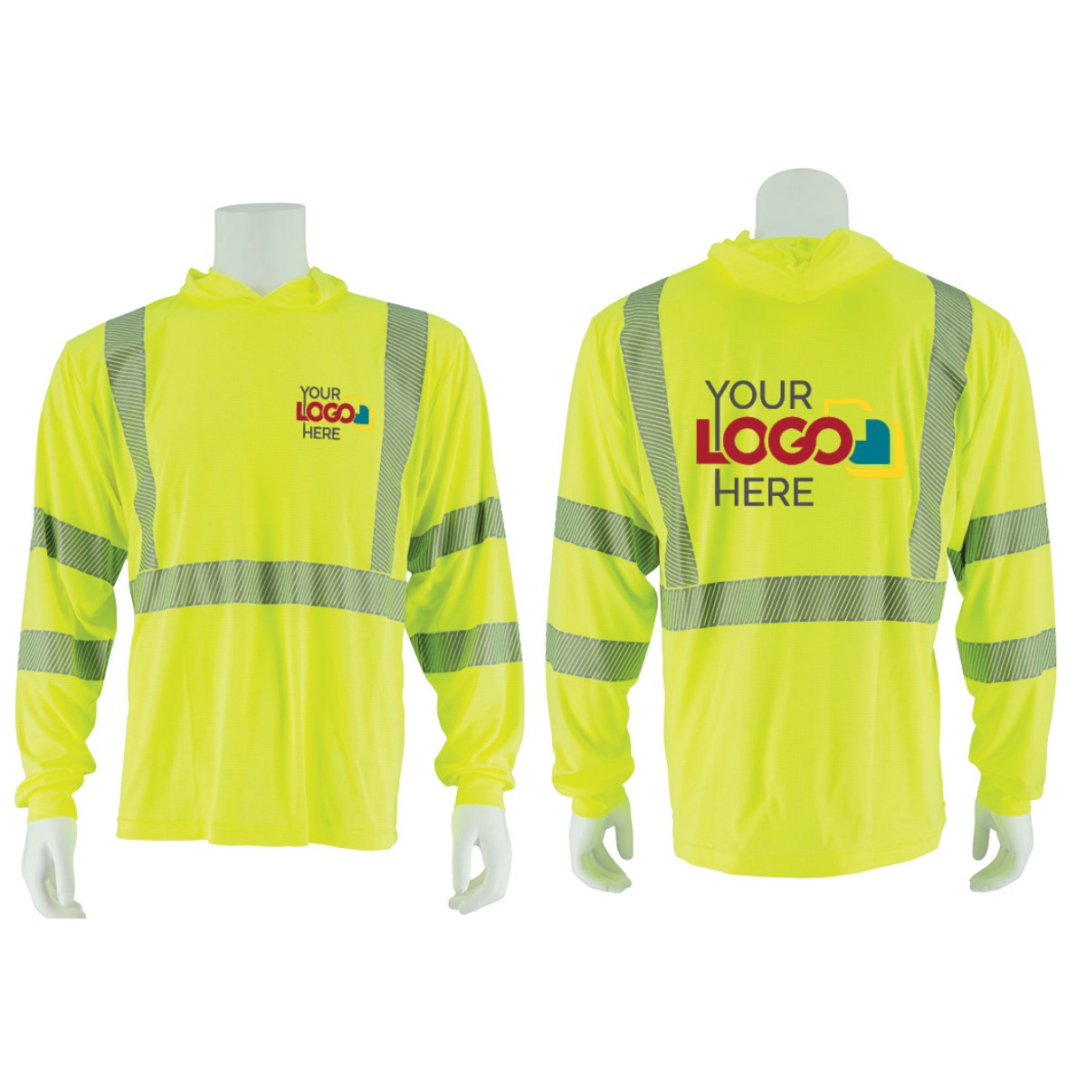 75-5359 Majestic Hi-Viz Yellow Hooded Long Sleeve Shirt, ANSI 3, R — 1 Each or 25 Each — FREE SHIPPING*