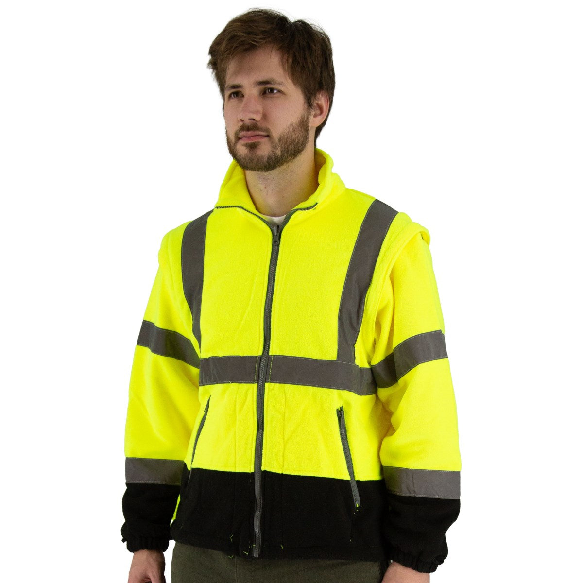 75-1383 Majestic Hi-Viz 8-in-1 Waterproof Jacket w Hi-Viz Liner, ANSI 3 — 1 Each or 10 Each — FREE SHIPPING*
