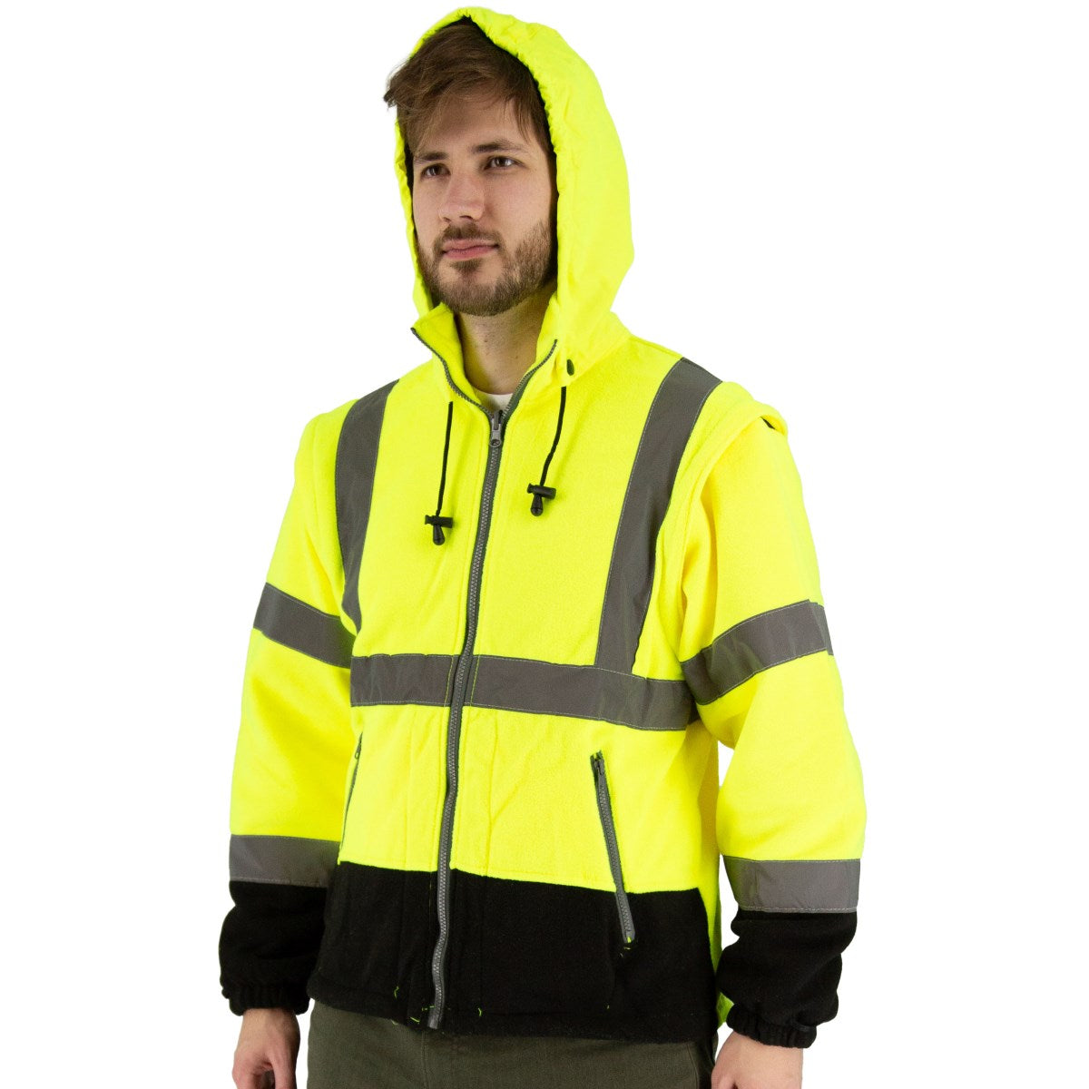 75-1383 Majestic Hi-Viz 8-in-1 Waterproof Jacket w Hi-Viz Liner, ANSI 3 — 1 Each or 10 Each — FREE SHIPPING*