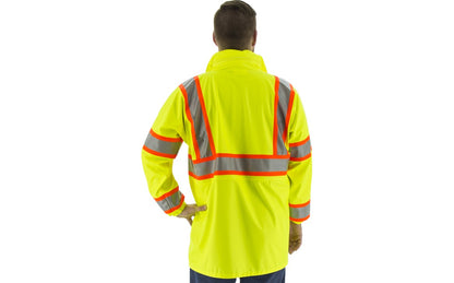 75-7301 Majestic Hi-Viz Waterproof Rain Jacket w DOT Striping, ANSI 3 — 1 Each or 20 Each — FREE SHIPPING*