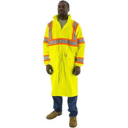 75-7303 Majestic Hi-Viz Waterproof Rain Coat with DOT Striping, ANSI 3 — 1 Each or 20 Each — FREE SHIPPING*