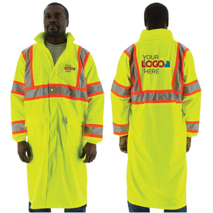 75-7303 Majestic Hi-Viz Waterproof Rain Coat with DOT Striping, ANSI 3 — 1 Each or 20 Each — FREE SHIPPING*