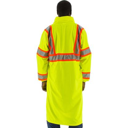 75-7303 Majestic Hi-Viz Waterproof Rain Coat with DOT Striping, ANSI 3 — 1 Each or 20 Each — FREE SHIPPING*