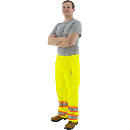 75-7351 Majestic Hi-Viz Waterproof Rain Pants w DOT Striping, ANSI E — 1 Each or 20 Each — FREE SHIPPING*