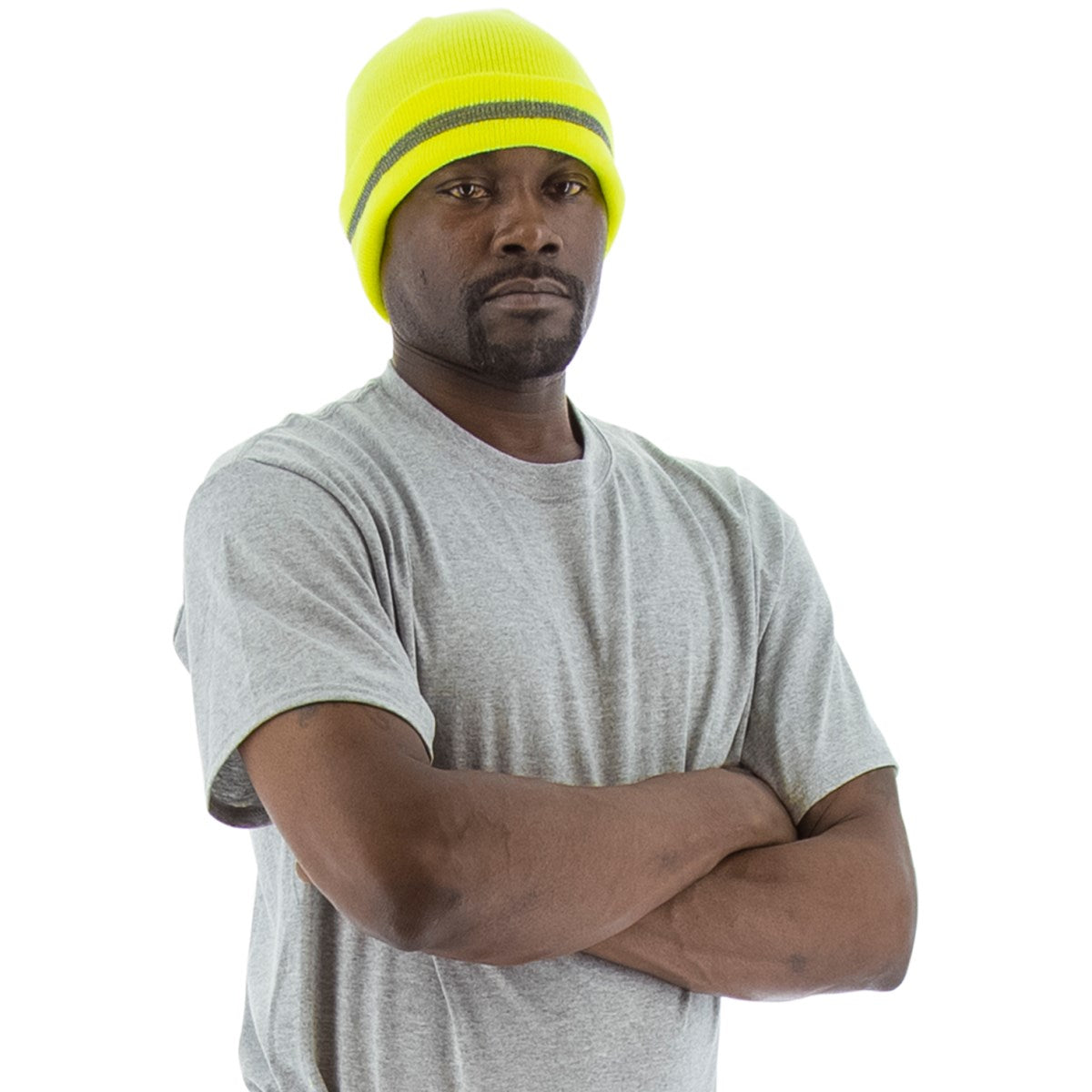 75-8201 Majestic Hi-Viz Beanie with Reflective Striping — 1 Each or 120 Each — FREE SHIPPING*